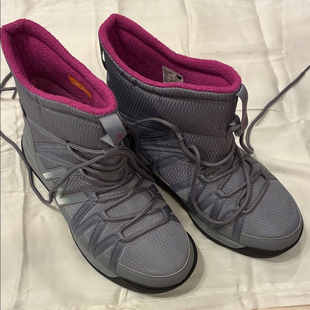 New Balance Gray and Pink Winter Boots